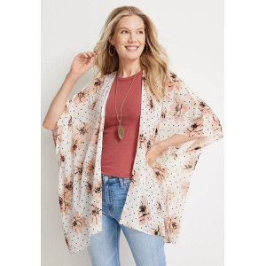 maurices Kimono, Floral Dot Textured Kimono For Women's