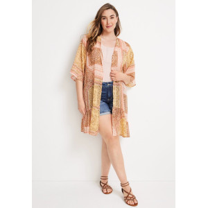 maurices Kimono, Mixed Print Scarf Kimono For Women's