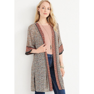 maurices Kimono, Floral Border Print Kimono For Women's