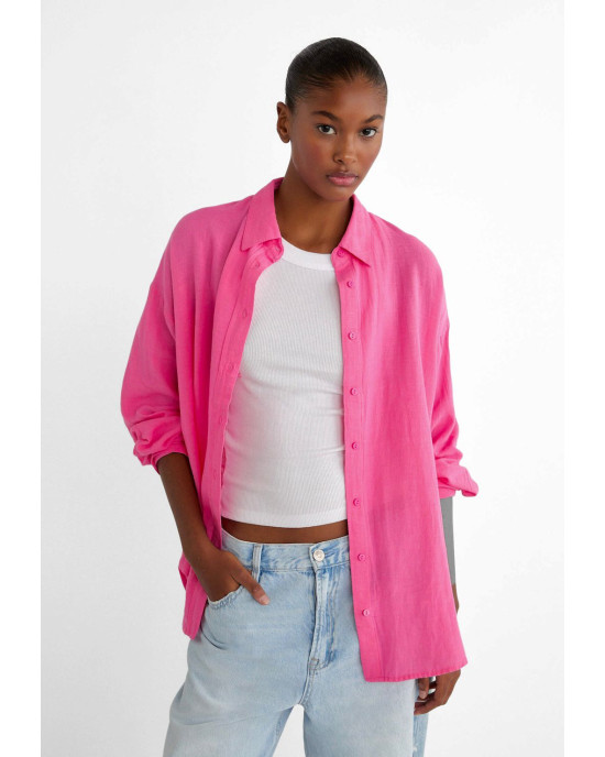 Stradivarius Shirt, Linen Shirt For Women's
