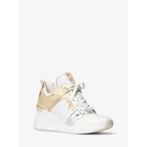MICHAEL KORS Shoes, Georgie Nylon and Crocodile Embossed Leather Trainer