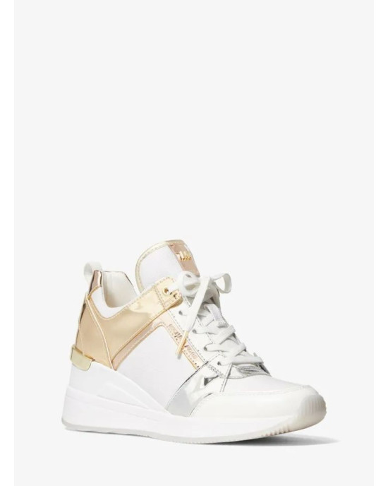 MICHAEL KORS Shoes, Georgie Nylon and Crocodile Embossed Leather Trainer MICHAEL KORS Shoes, Georgie Nylon and Crocodile Embossed Leather Trainer