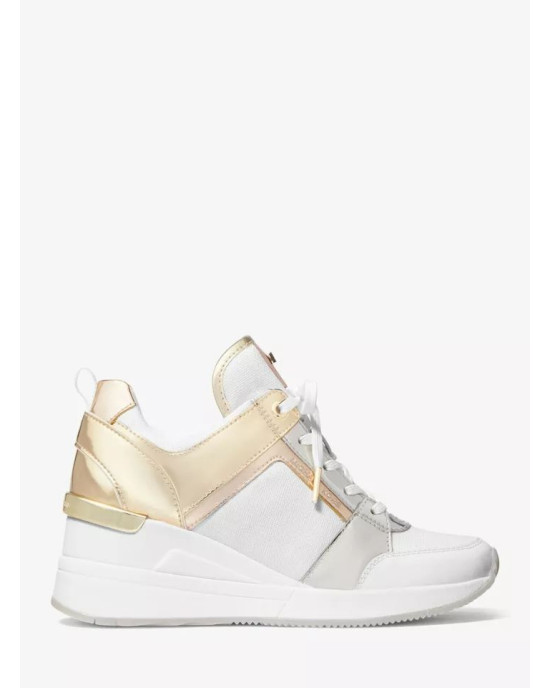 MICHAEL KORS Shoes, Georgie Nylon and Crocodile Embossed Leather Trainer MICHAEL KORS Shoes, Georgie Nylon and Crocodile Embossed Leather Trainer