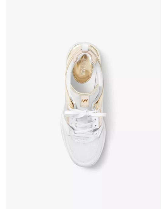 MICHAEL KORS Shoes, Georgie Nylon and Crocodile Embossed Leather Trainer MICHAEL KORS Shoes, Georgie Nylon and Crocodile Embossed Leather Trainer